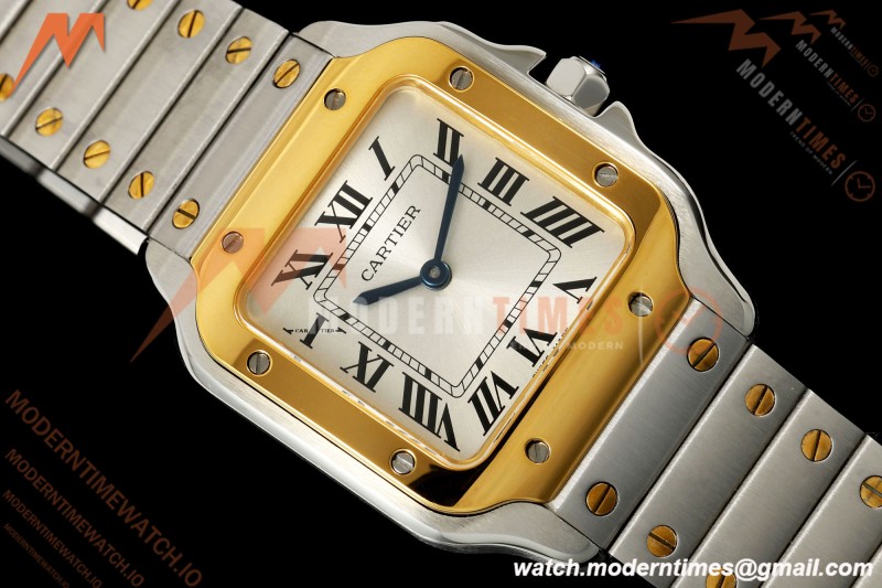 Cartier - Santos De Cartier 27mm SS/YG Silver Dial 8848F Quartz