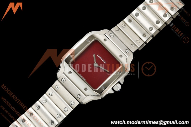 Cartier - Santos De Cartier 27mm SS/SS Red Dial 8848F Quartz