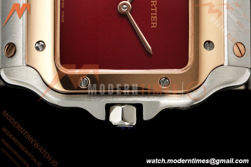 Cartier - Santos De Cartier 27mm SS/RG Red Dial 8848F Quartz