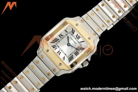 Cartier - Santos De Cartier 27mm SS/YG Silver Dial DRF Quartz