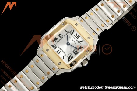 Cartier - Santos De Cartier 27mm SS/YG Silver Dial DRF Quartz