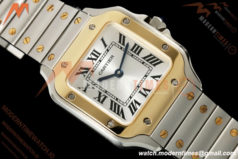 Cartier - Santos De Cartier 27mm SS/YG Silver Dial DRF Quartz