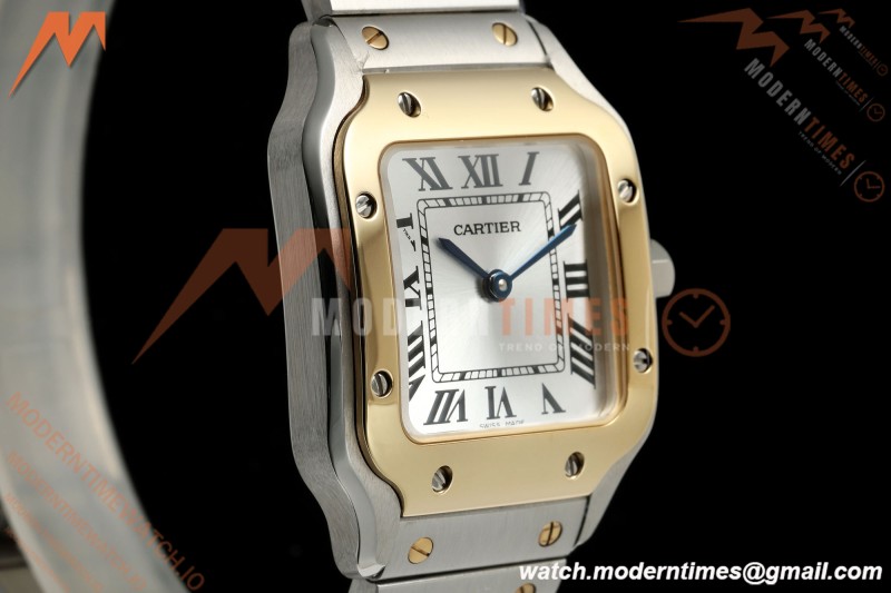 Cartier - Santos De Cartier 27mm SS/YG Silver Dial DRF Quartz