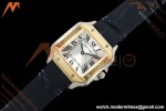 Cartier - Santos De Cartier 27mm YG/SS/Alligator Leather Silver Dial DRF Quartz