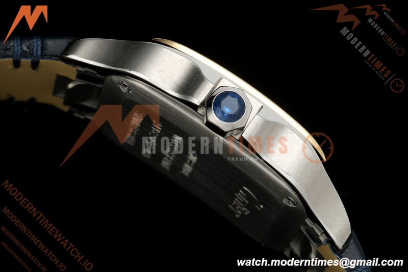 Cartier - Santos De Cartier 27mm YG/SS/Alligator Leather Silver Dial DRF Quartz