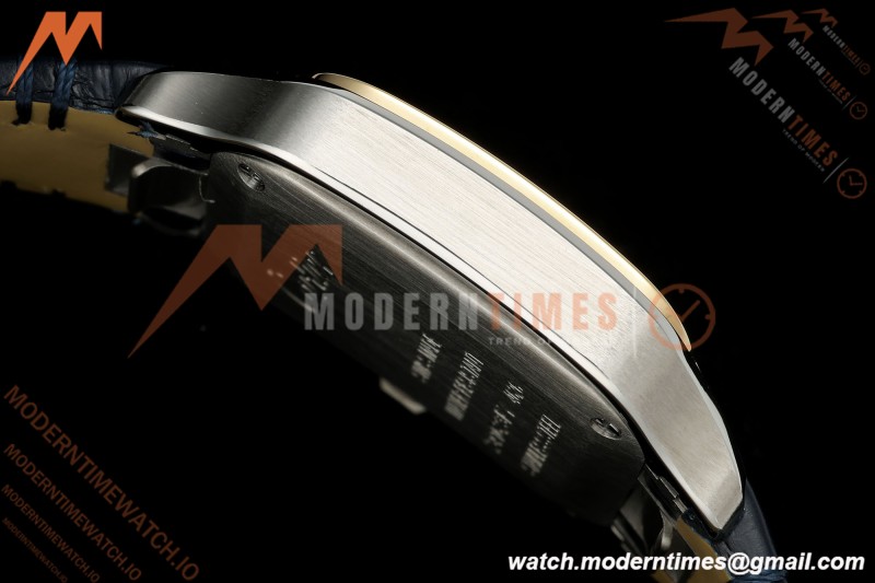 Cartier - Santos De Cartier 27mm YG/SS/Alligator Leather Silver Dial DRF Quartz