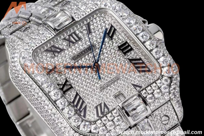 Cartier - Santos De Cartier Mens Automatic 40mm Diamond SS/SS Dia/Rmn TWF A2824