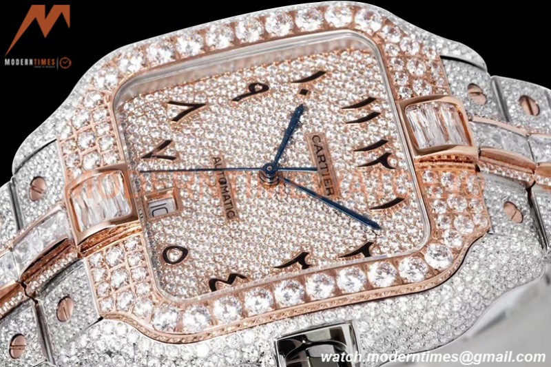 Cartier - Santos De Cartier Mens Automatic 40mm Diamond RG/SS Dia/Ara TWF A2824