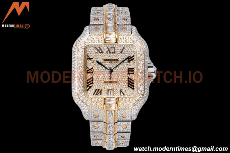 Cartier - Santos De Cartier Mens Automatic 40mm Diamond YG/SS Dia/Rmn TWF A2824