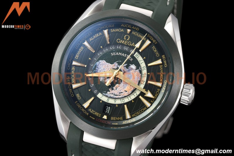 Omega - Seamaster Aqua Terra 150m 43mm Worldtimer SS/RU Green VSF A8938