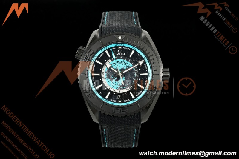 Omega - Seamaster Planet Ocean 600m 45.5mm GMT Worldtimer CER/NY Blk/Grn VSF SA8938
