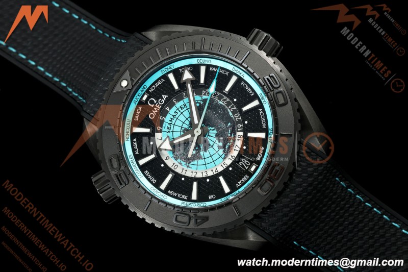 Omega - Seamaster Planet Ocean 600m 45.5mm GMT Worldtimer CER/NY Blk/Grn VSF SA8938