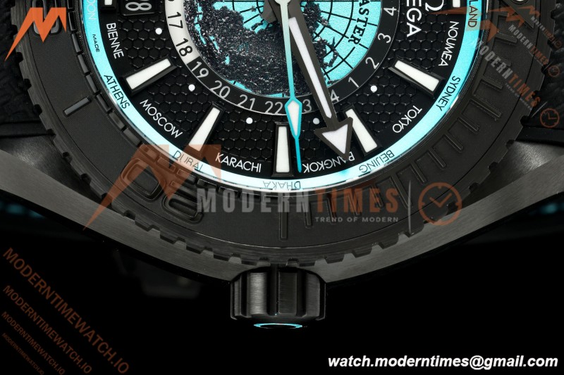 Omega - Seamaster Planet Ocean 600m 45.5mm GMT Worldtimer CER/NY Blk/Grn VSF SA8938