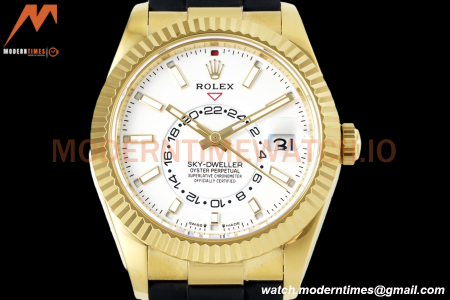Rolex - Skydweller 42mm 336238 Gain Weight YG/RU White ZF V2 A2824
