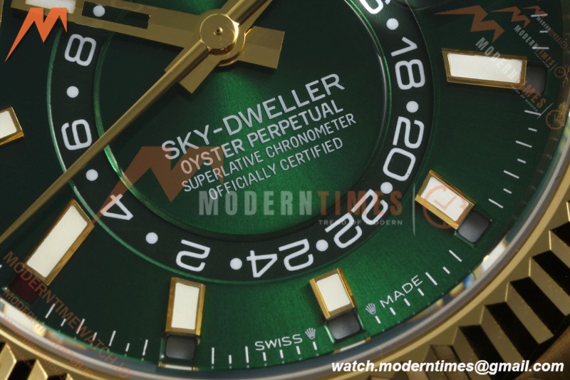 Rolex - 2025 Skydweller 336238 YG/RU Green Noob V2 A9002