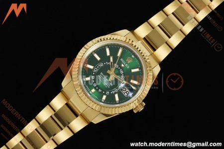 Rolex - 2025 Skydweller 336938 Oyster YG/YG Green Noob V2 A9002