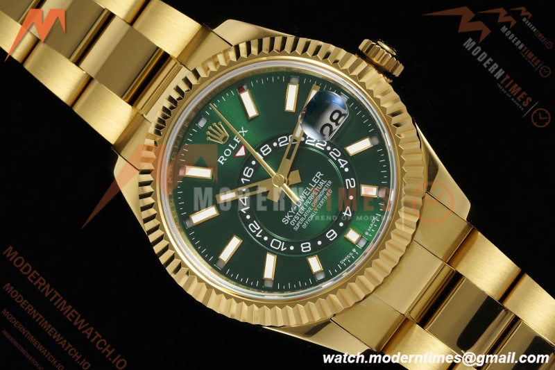 Rolex - 2025 Skydweller 336938 Oyster YG/YG Green Noob V2 A9002