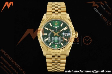 Rolex - 2025 Skydweller 336938 Jubilee YG/YG Green Noob V2 A9002