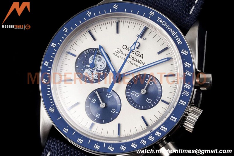 Omega - Speedmaster “Silver Snoopy Award” 50th Anniversary 42mm SS/NY Wht/Blue GSF Cal.3861