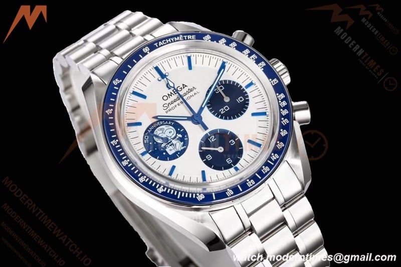 Omega - Speedmaster “Silver Snoopy Award” 50th Anniversary 42mm SS/NY Wht/Blue OSF V2 Cal.3861