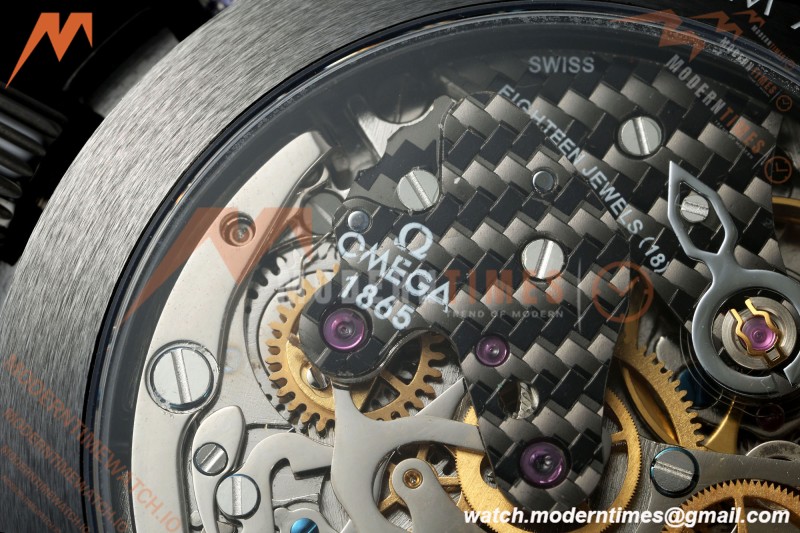 Omega - Speedmaster Dark Side of the Moon Team Alinghi 44.25mm CER/RU Carbon Fiber Skeleton Dial BLSF Cal. 1865 Mod