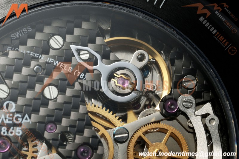Omega - Speedmaster Dark Side of the Moon Team Alinghi 44.25mm CER/RU Carbon Fiber Skeleton Dial BLSF Cal. 1865 Mod