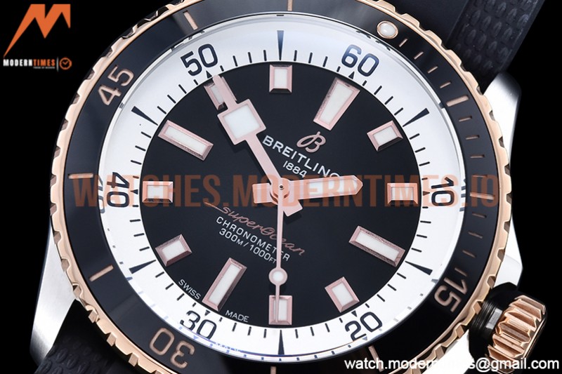 Breitling - Superocean 42mm Blk RG/SS/RU Black BLS Asia 2824