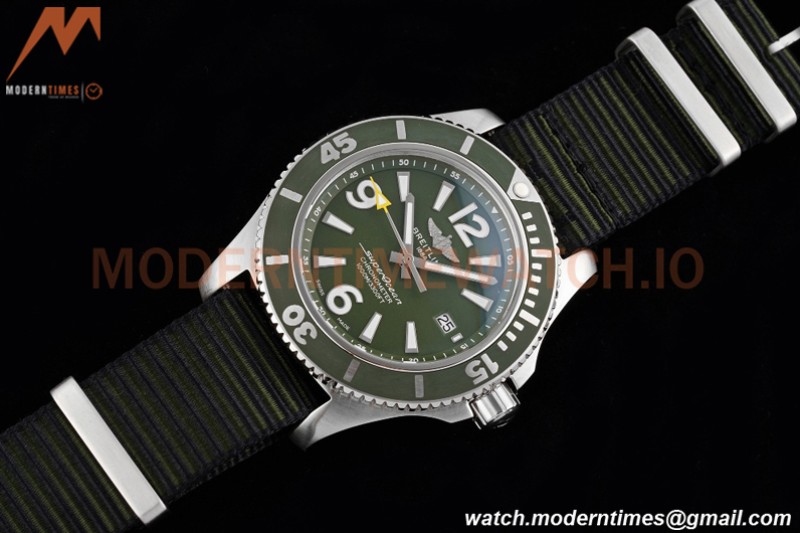Breitling - Superocean 44mm Automatic SS/NY Grn/Stk/Num TF Asia 2824