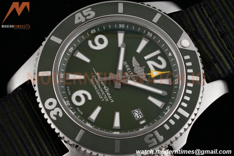 Breitling - Superocean 44mm Automatic SS/NY Grn/Stk/Num TF Asia 2824