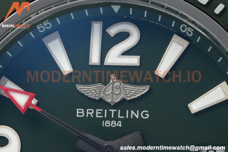 Breitling - Superocean 44mm Red SS/SS Green BLSF A2824