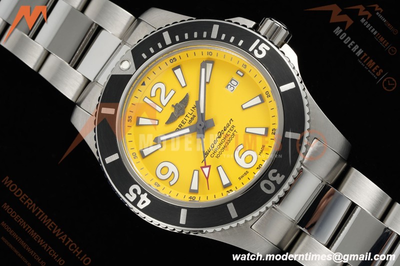 Breitling - Superocean Special 44mm Ceramic SS/SS Yelw/Stk/Num TF V2 A2824 | 브라이틀링 - 슈퍼오션 스페셜 44mm 세라믹 SS/SS 옐로우/스틸/숫자 TF V2 A2824