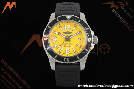 Breitling - Superocean Special 44mm Ceramic SS/RU Yelw/Stk/Num TF V2 A2824 | 브라이틀링 - 슈퍼오션 스페셜 44mm 세라믹 SS/RU 옐로우/스틸/숫자 TF V2 A2824