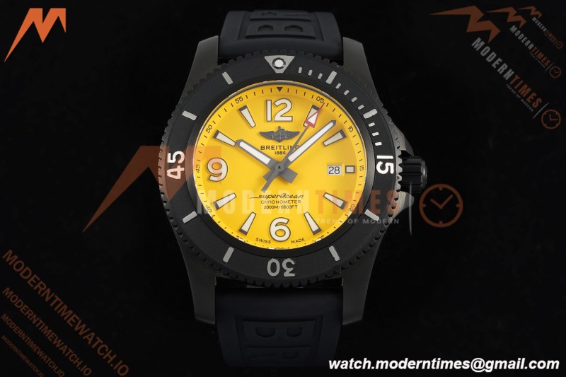 Breitling - Superocean Special 46mm Ceramic DLC/RU Yelw/Stk/Num TF V2 A2824 | 브라이틀링 - 슈퍼오션 스페셜 46mm 세라믹 DLC/RU 옐로우/스틸/숫자 TF V2 A2824
