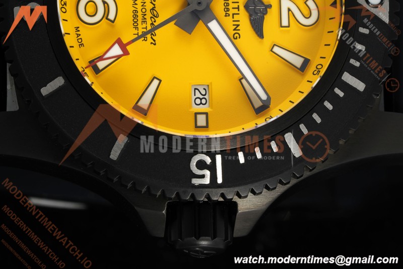 Breitling - Superocean Special 46mm Ceramic DLC/RU Yelw/Stk/Num TF V2 A2824 | 브라이틀링 - 슈퍼오션 스페셜 46mm 세라믹 DLC/RU 옐로우/스틸/숫자 TF V2 A2824