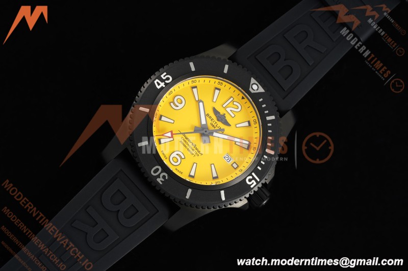 Breitling - Superocean Special 46mm Ceramic DLC/RU Yelw/Stk/Num TF V2 A2824 | 브라이틀링 - 슈퍼오션 스페셜 46mm 세라믹 DLC/RU 옐로우/스틸/숫자 TF V2 A2824