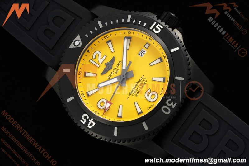 Breitling - Superocean Special 46mm Ceramic DLC/RU Yelw/Stk/Num TF V2 A2824 | 브라이틀링 - 슈퍼오션 스페셜 46mm 세라믹 DLC/RU 옐로우/스틸/숫자 TF V2 A2824