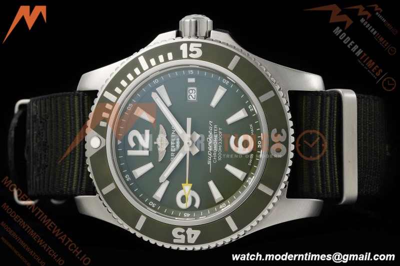 Breitling - Superocean Special 44mm Ceramic SS/NY Grn/Stk/Num TF V2 A2824
