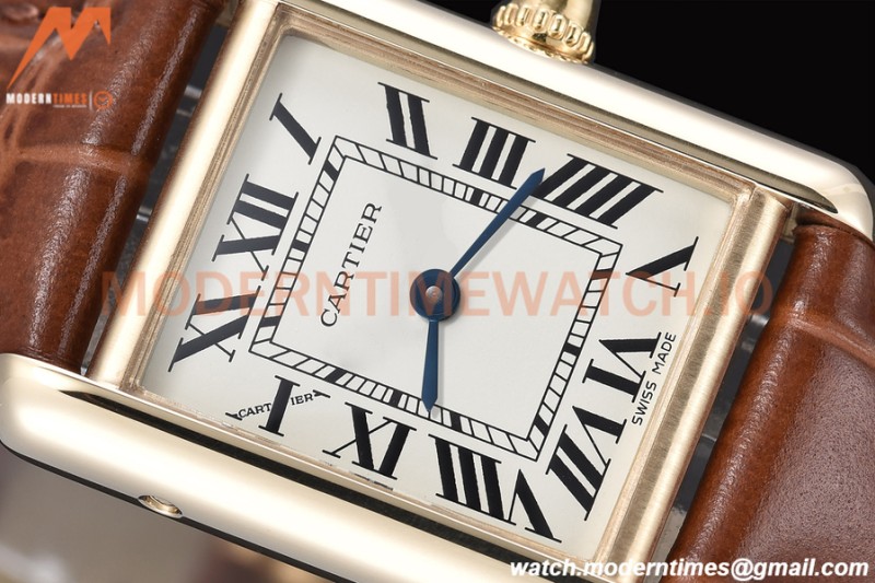 Cartier - Cartier Tank Louis Cartier Ladies YG/LE Silver AF Swiss Qtz