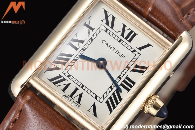 Cartier - Cartier Tank Louis Cartier Ladies YG/LE Silver AF Swiss Qtz