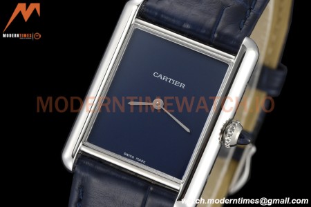 Cartier - Tank Must De Cartier Medium SS/LE Blue DRF Swiss Qtz