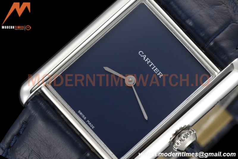 Cartier - Tank Must De Cartier Medium SS/LE Blue DRF Swiss Qtz