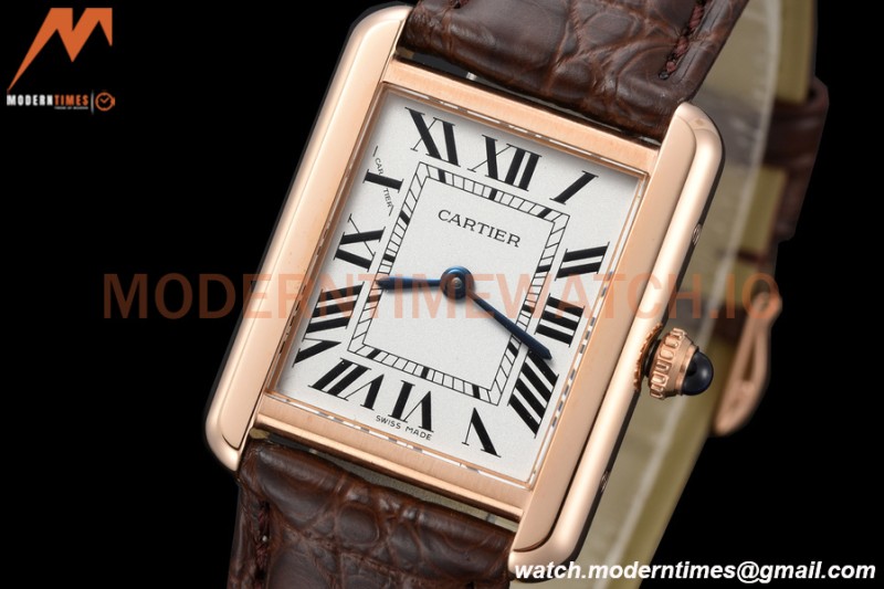 Cartier - Tank Solo Midsize 24.4mm RG/LE White DRF Swiss Qtz