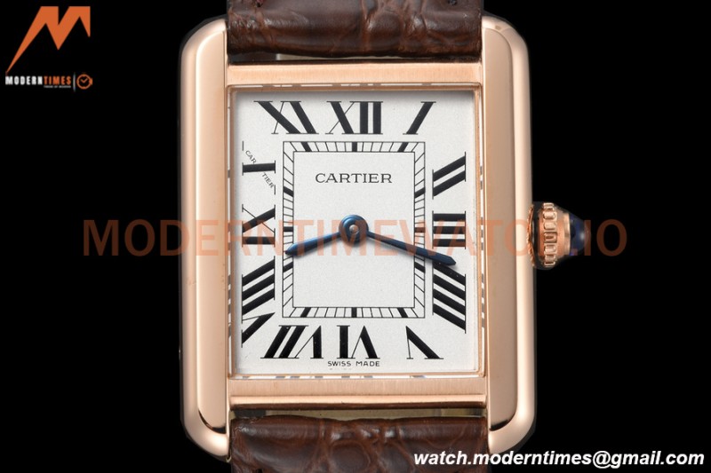 Cartier - Tank Solo Midsize 24.4mm RG/LE White DRF Swiss Qtz