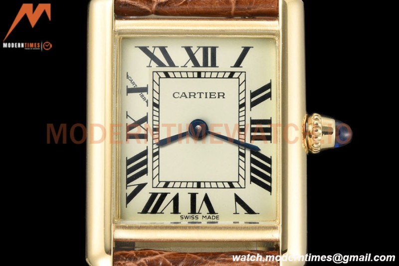Cartier - Tank Louis Cartier Ladies 22mm YG/LE White DRF Swiss Qtz