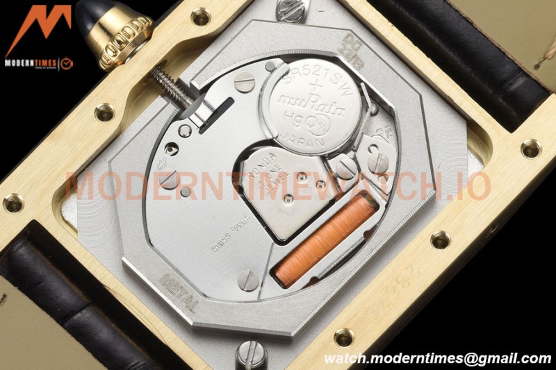 Cartier - Tank Louis Cartier Ladies 22mm Black YG/LE White DRF Swiss Qtz