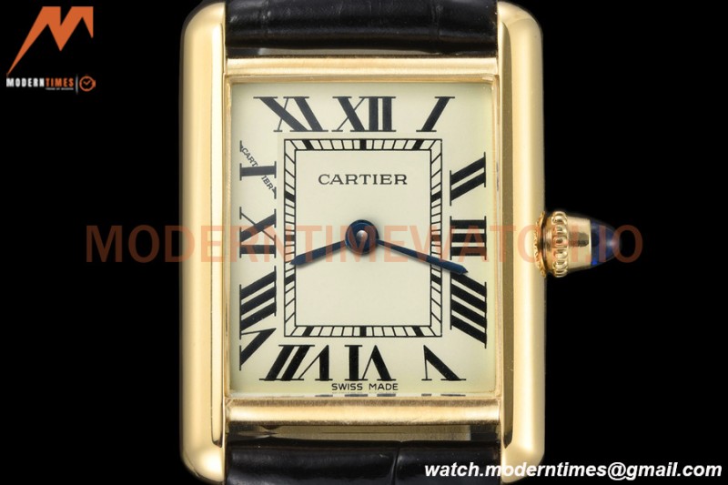 Cartier - Tank Louis Cartier Ladies 22mm Black YG/LE White DRF Swiss Qtz