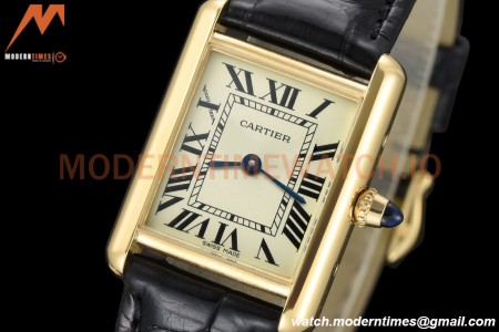 Cartier - Tank Louis Cartier Ladies 22mm Black YG/LE White DRF Swiss Qtz
