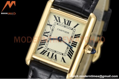 Cartier - Tank Louis Cartier Ladies 22mm Black YG/LE White DRF Swiss Qtz