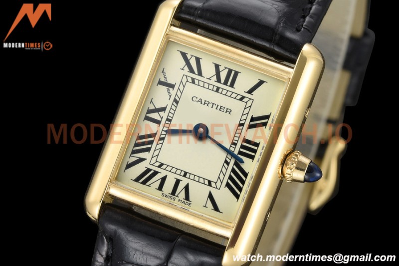 Cartier - Tank Louis Cartier Ladies 22mm Black YG/LE White DRF Swiss Qtz