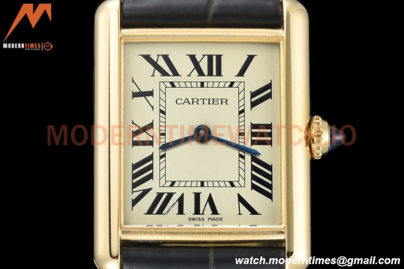 Cartier - Tank Louis Cartier 25.5mm Black YG/LE White DRF Swiss Qtz